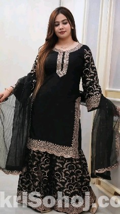 Premium Soft Jorjet With sequence embroidery Three Piece